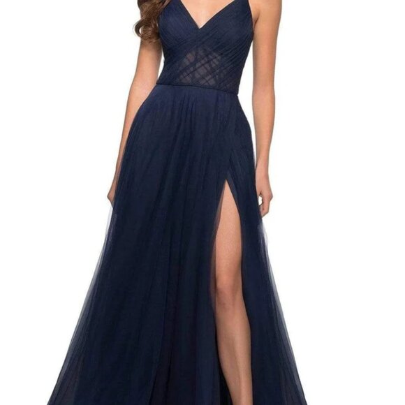 La Femme Illusion A-Line Tulle Ballgown Prom Dress, Size 16 - Picture 10 of 10